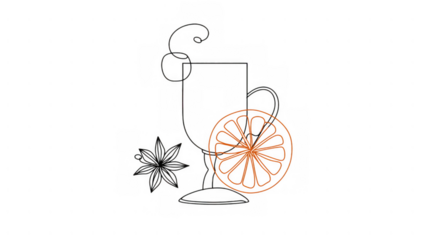 Warm beverage featuring spices and citrus elements, created AI, PNG