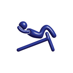 Blue Figure Leaning - Symbol of Support and Dependence