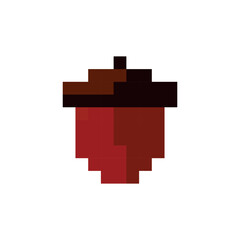 Pixel art acorn icon. Vector acorn. Retro bit acorn. Game-style acorn symbol.