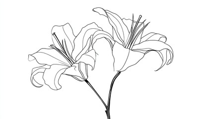 Elegant line drawing of two lilies © Sila