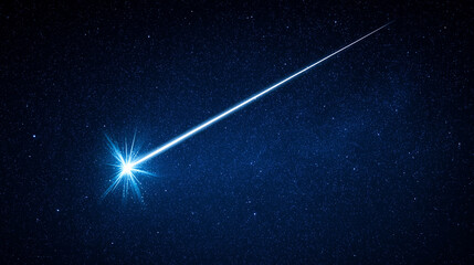 A brilliant meteor streak with a glowing tail in a star-filled night sky.