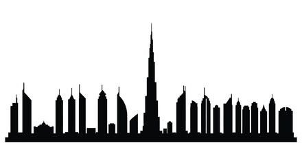 Fototapeta premium Dramatic cityscape of dubai featuring modern architecture a striking silhouette