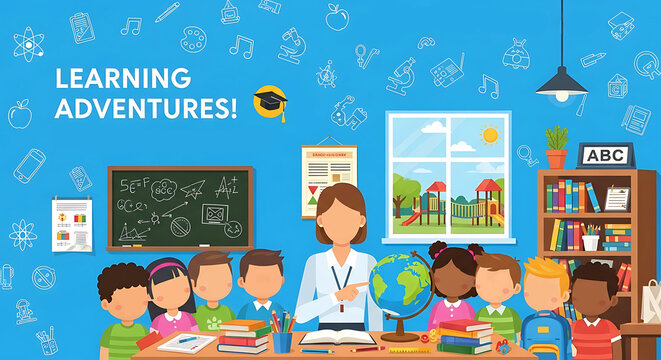 Engaging Classroom Scene with Teacher and Diverse Students Learning Together