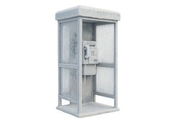 Obraz premium Old phone booth standing covered in snow in winter