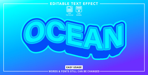 Editable graphic text effect ocean style