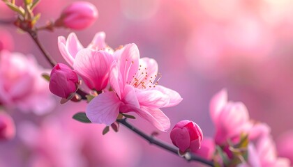 Obraz premium Beautiful pink blossoms in soft focus