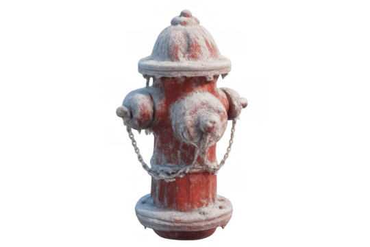 Red fire hydrant covered in snow during winter