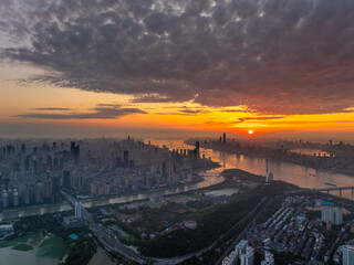 Wuhan Summer City Skyline Sunrise Scenery