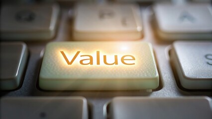 value-driven-business A close-up of a keyboard key illuminated with the word "Value" emphasizing its importance.