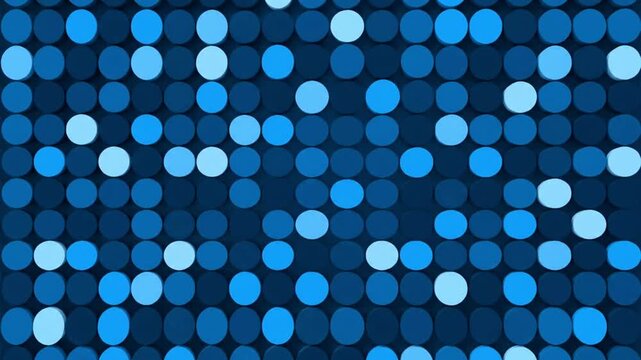 A geometric pattern of blue 3D circles in various shades