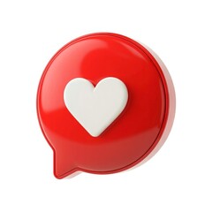 3d red chat social media bubble with heart love message like notification network client element