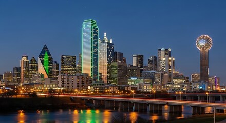 Dallas Skyline at Dusk - A Cityscape of Lights and Architecture.