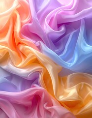 Obraz premium Soft, flowing fabric in a rainbow of pastel hues