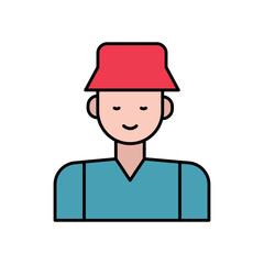 Tour Guide Person Lineal Color Icon: Travel and Sightseeing