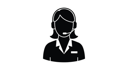 Woman wearing headset and microphone customer service representative silhouette