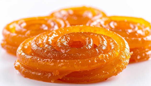 Tasty Jalebi, syrup-coated spirals, traditional Indian dessert. Sweet food.
