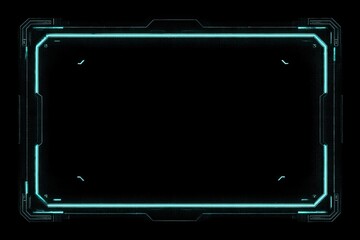 Futuristic, glowing, rectangular display frame