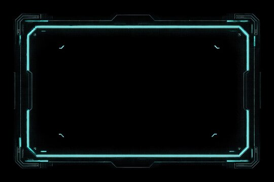 Futuristic, glowing, rectangular display frame