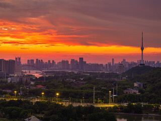Wuhan Summer City Skyline Sunrise Scenery