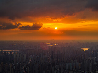 Wuhan Summer City Skyline Sunrise Scenery