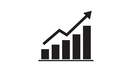 Rising graph with increasing bars and a pointed arrow silhouette