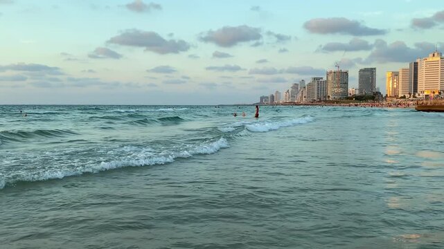 Tel Aviv Jaffa city skyline during sunset