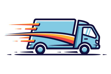 Fast delivery truck icon with motion blur effect