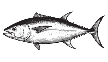 tuna fish, engraving vector style