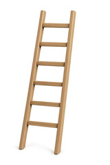 Wooden ladder leaning against transparent background representing growth and success