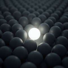Obraz premium Single Light Sphere Among Dark Spheres