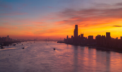 Wuhan Summer City Skyline Sunrise Scenery