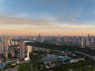 Wuhan Summer City Skyline Sunrise Scenery