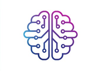 Digital brain,  gradient outline,  circuitry design