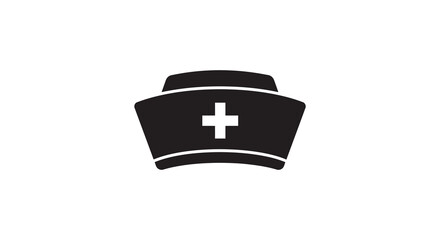 Classic nurse hat with a white cross simple black illustration silhouette