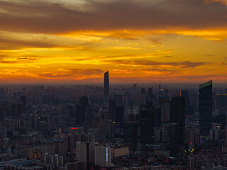 Fototapeta premium Wuhan Summer City Skyline Sunrise Scenery