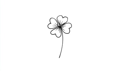 Simple black line drawing of a four-leaf clover against a white background