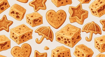 Delicious Honeycomb Cookies Seamless Pattern.