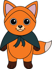 Cute fox in halloween costume vector illustration for festive projects vector