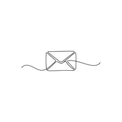 Simple line drawing of an envelope with a string attached