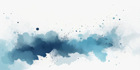 Clean splash of blue paint and ink on a grunge paper texture backdrop