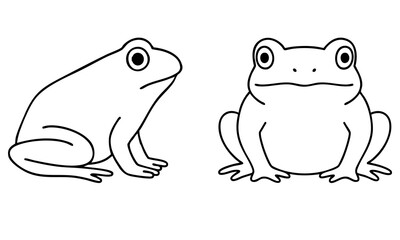 Outline Frog and Toad Clipart — Simple Line Animal Drawing PNG