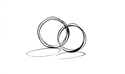 Two overlapping, hand-drawn circles, representing wedding rings, with sketched shadows