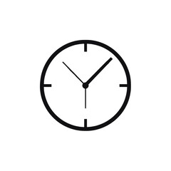 black clock icon minimalist design digital time concept on transparent background