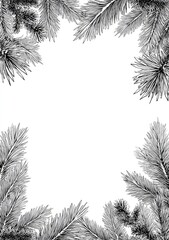 Black and white pine bough border
