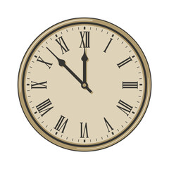 Vintage roman numeral clock face showing twelve oclock