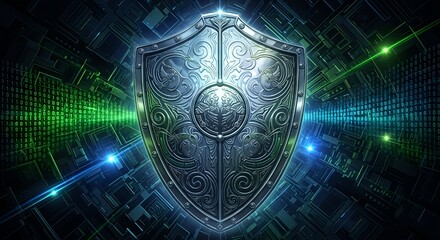Cyber security shield protection antivirus firewall digital data safety concept