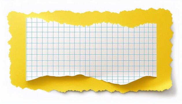 Piece of yellow torn edges paper ripped. White notepaper journal sticker.