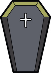 Obraz premium Scary coffin with cross vector flat design for spooky occasions and halloween illustrations vector