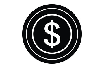 dollar coin icon silhouette vector illustration