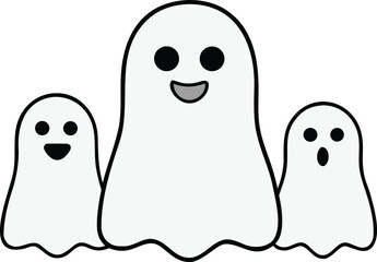 Cute smiling ghost family halloween flat illustration vector graphic for festive decorations vector